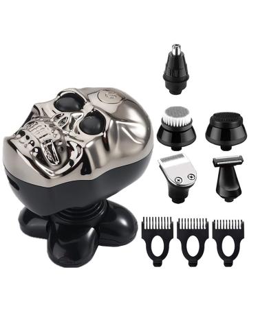 Electric Razor for Men 6 in 1 USB Rechargeable Electric Shaver Five Floating Heads Beard Nose Ear Hair Trimmer Waterproof Razor Clipper Facial Brush ( Color : Silver )
