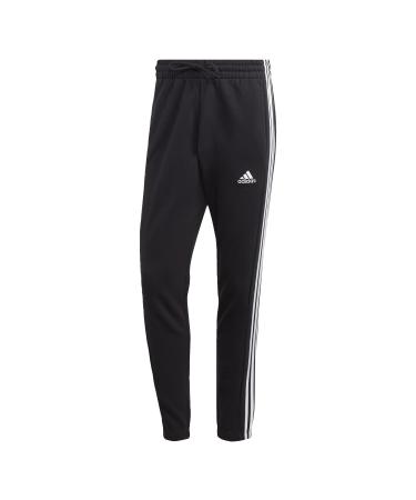 adidas Male Adult Jogging Pants Essentials French Terry Tapered Elastic Cuff 3-Stripes Joggers Black/White L Pants