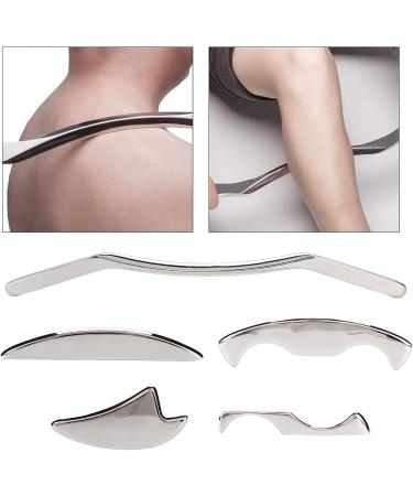 Verdant Touch Stainless Steel Gua Sha Massage Tool Set - 5 Pieces for Muscle Pain Relief & Body Wellness - Buy Online on GoSupps.com