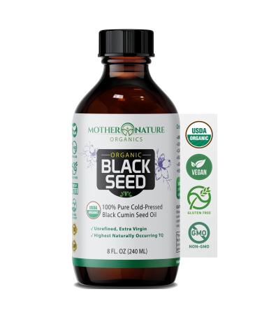 Mother Nature Organics Black Seed Oil - Organic Cold-Pressed Cumin Nigella Sativa for Immunity, Digestion, Joint, Hair & Skin - Extra Virgin, Gluten-Free, Non-GMO & Vegan with Omega 3,6, 9 (8 oz.) - Buy Online on GoSupps.com