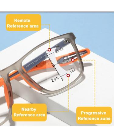 Progressive Multifocus Reading Glasses for Men Women Flexible Sports Glasses Anti blue Light Computer Readers(Couleur:Orange Grandeur:1.5x) - Buy Online on GoSupps.com