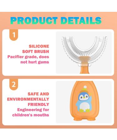 JSTHHT U-Shape Children's Toothbrush - Silicone Head Cartoon Design All-Round Massage Cleaning for Ages 2-6 - Buy Online on GoSupps.com