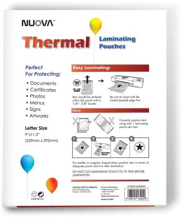 Nuova Premium Thermal Laminating Pouches 9 x 11.5 - 200 Pack (LP200H) - Buy Online on GoSupps.com