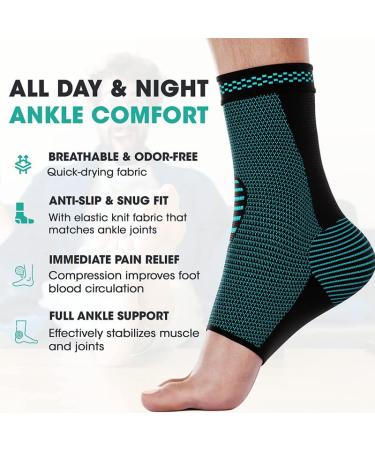 Modvel Foot & Ankle Brace Socks - Compression Sleeve for Sprained Ankle Tendonitis & Arthritis Support - Unisex Sports Running Ankle Brace in Turquoise Medium - Buy Online on GoSupps.com