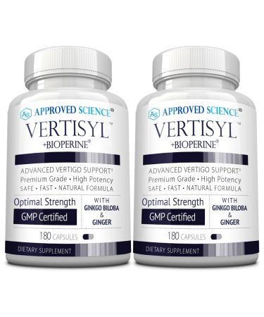 Approved Science VertiSyl - Ginkgo Biloba, Ginger, Vitamin D3, BioPerine - 180 Capsules - Pack of 2 180 Count (Pack of 2)