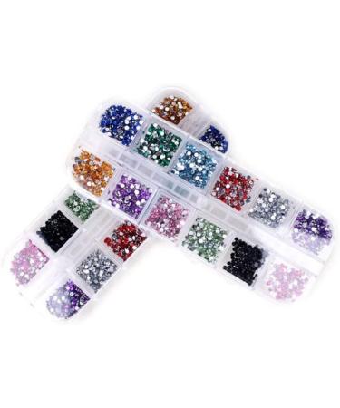 3000PCS Nail Art Rhinestones Kit Nail Tips Slices Nail Art Kit 12 Colours Nail Studs Glitter Nail For Nail Art Decorations - Buy Online on GoSupps.com