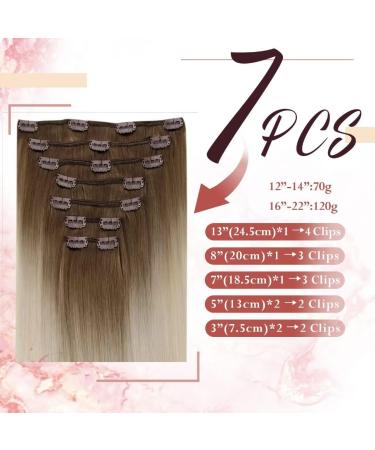 Easyouth Ombre Double Weft Clip in Human Hair Extensions - Brown to Blonde Balayage, 120g 7Pcs 16 Inch - Buy Online on GoSupps.com