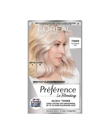L'Or al Paris Pr f rence Le Blonding Acidic Toner Post Bleach Treatment with no Ammonia Long Lasting Anti-Brassiness Platinum Ice 01