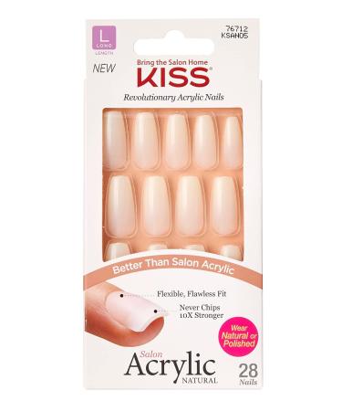 Kiss Salon Acrylic Natural 28 Count Long Length (Pack of 6)