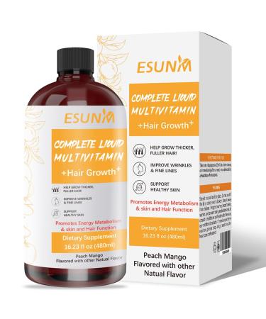 Complete Liquid Multivitamin Hair Growth Support for Thicker Hair & Facial Wrinkles in Women | Biotin 30mcg | Semen Sesami Nigrum Promotes Energy Metabolism Skin & Hair for Ages 18+ | 16.23 Fl Oz