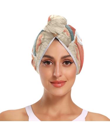 Cute Three Dwarf Hair Towel 2 Pack Super Absorbent Hair Drying Towel Quick Dry Hair Turbans Head Towel with Button Twisty Wrap for Women Girls