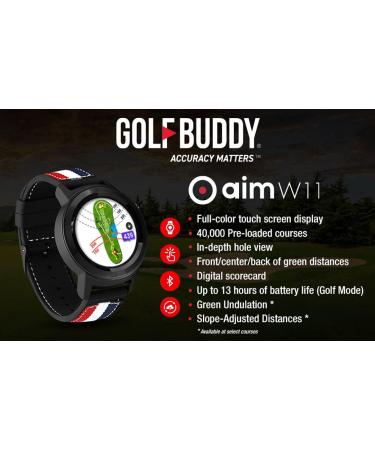 Golf Buddy Aim Golf GPS Watch - Premium Full Color Touchscreen - Preloaded with 40,000 Worldwide Courses - Easy-to-Use W11 Golf Watch with Dynamic Shot Distance - Buy Online on GoSupps.com