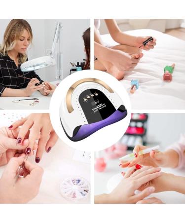 LKE UV Nail Lamp 268W Gel Nail Dryer with Automatic Sensor, 4 Timer Settings - Home & Salon Use | LED UV Lamp for Gel Nails - 21*23cm, White - Buy Online on GoSupps.com