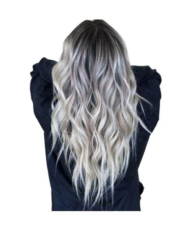 Allbesta Grey Black Wigs for Women Synthetic Hair Long Wavy Hair Heat Resistant Hair Extensions for Cosplay Hair Wigs