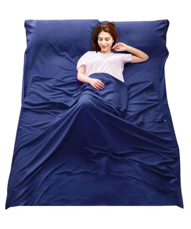 Sleeping Bag Liner Camping Travel Home Bed Sheet Lightweight Breathable Hotel Compact Sacks Navy 63*82.7"