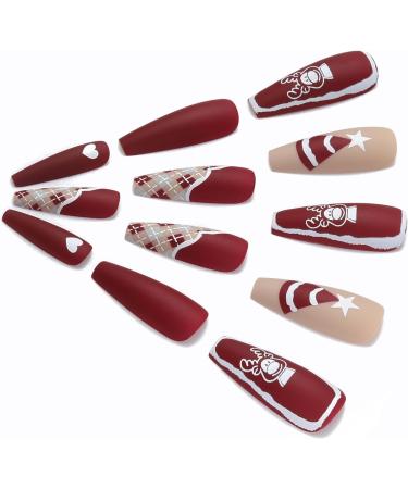 Vatocu Christmas False Nails - Long Snowflakes Glitter Press on Nails for Women and Girls (24pcs) - Buy Online on GoSupps.com