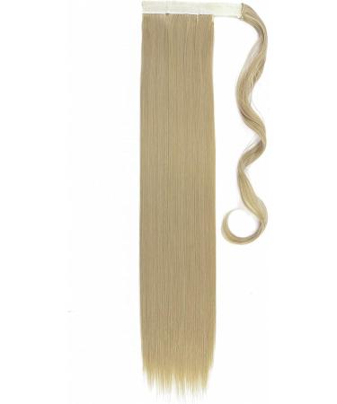23" Long Straight Wrap Around Ponytail Clip in Hair Extensions One Piece Hairpiece Magic Tape in Pony Tail Extension for Women Ash Blonde - Buy Online on GoSupps.com