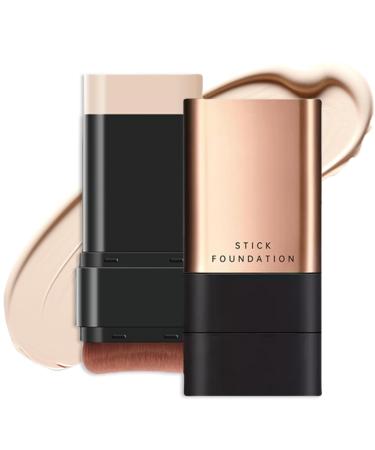 2 in 1 Anti-Wrinkle Foundation, Multi-Use Foundation Foundation with Built-in Foundation Brush, Moisturizing Lightweight Makeup Cream (#1 Blanco Marfil)