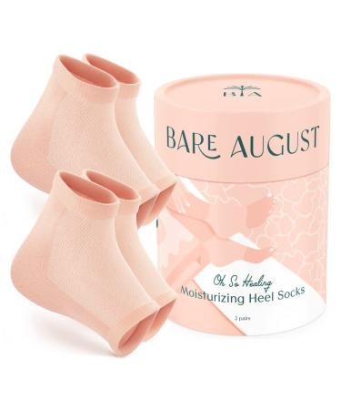 Bare August Oh So Healing Moisturizing Heel Repair Socks - Overnight Spa Sleep Socks with Hydrating Therapy Gel for Softening Dry Cracked Heels