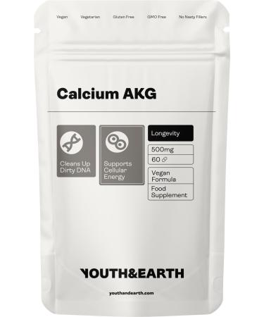 Youth & Earth Calcium AKG (Calcium Alpha Keto-Glutarate) 500mg (60 Capsules)