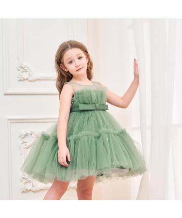 Miipat Baby Girl Tulle Sleeveless Princess Party Dress with Headband | Green | 3-4 Years - Buy Online on GoSupps.com