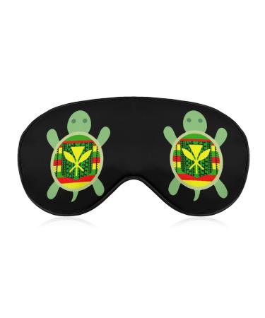 Tribal Kanaka Maoli Flag Turtle Sleep Mask Eye Cover for Sleeping Blindfold with Adjustable Strap Blocks Light Night Travel Nap for Men Women