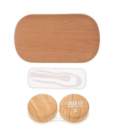 Heallily 1 set wooden grain contact lens cover compact eye contact case portable eye contact lens remover tool with mirror for teenagers m Nner women travel Carry Carry 2 sorted color 2.
