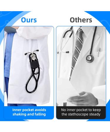 Leather Stethoscope Holder Hip Clip - Black Holster with Inner Pocket & Velcro for Doctors Nurses EMTs | Buy Online - Buy Online on GoSupps.com