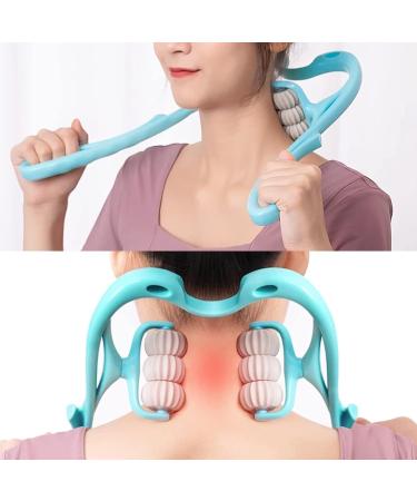 Manual Neck Massage Roller - 6 Balls Dual Pressure Point Neck Massager for Deep Shiatsu Pain Relief (Blue) | International Shipping Available - Buy Online on GoSupps.com
