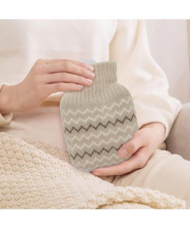 320ml Hot Water Bottle with Knitted Cover - Pain Relief for Waist, Back, Neck, Shoulders - Leak Proof, Removable Cover - Ideal Gift for Women, Kids - Grey - Buy Online on GoSupps.com