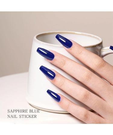 JMEOWIO Semi Cured Gel Nail Strips Royal Blue Gel Nail Stickers Nail Supplies Nail Art Design Decoration Accessories - Buy Online on GoSupps.com