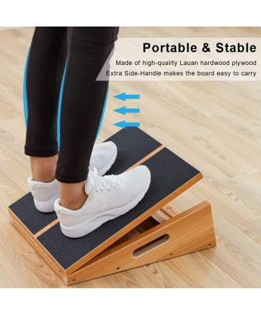 StrongTek Adjustable Wooden Slant Board for Calf Stretching - Portable Incline Stretch Board with Side Handles - Buy Online on GoSupps.com