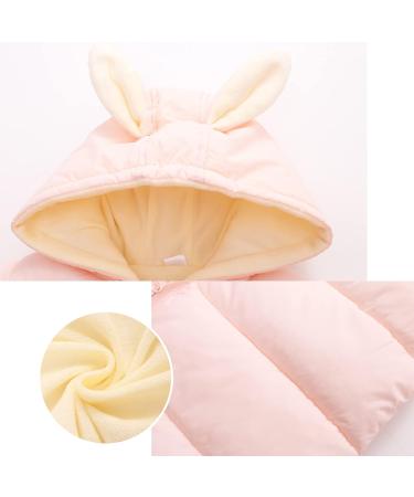 Minizone Baby Snowsuit Winter Romper | Hooded Jumpsuit Cartoon Rabbit | 18-24 Months Pink - Buy Online on GoSupps.com