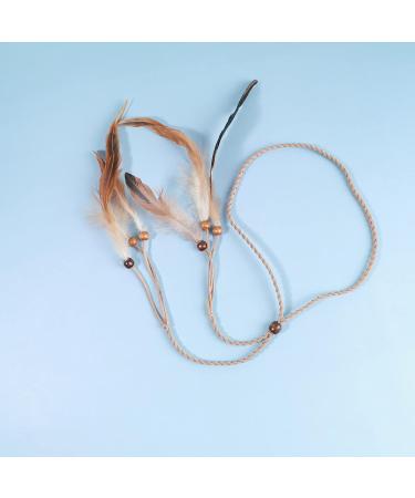 Tseenyi Gypsy Feather Headband - Boho Pearl Hair Band for Women & Girls | Christmas Performance Jewelry (Beige) - Buy Online on GoSupps.com