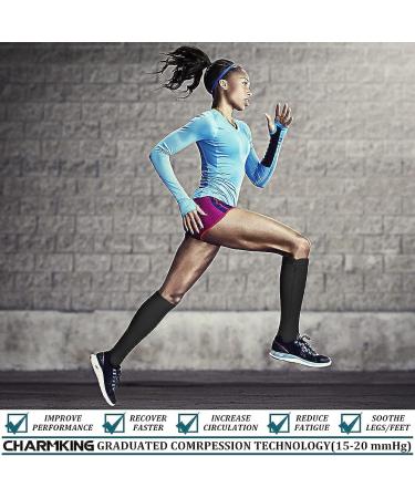 Charmking Zipper Compression Socks 2 Pairs Open Toe 15-20mmHg for Women Men - Nurse Recommended for Improved Circulation - Size L-XL, Black/Black - Buy Online on GoSupps.com
