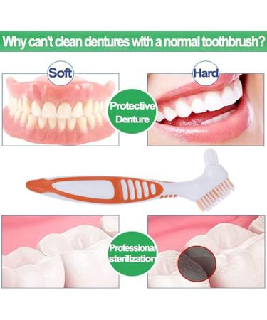 Rnitle 2-Piece Toothbrush Prostheses Set - Double-Bristled Dental Care Brushes with Ergonomic Rubber Grip (Orange & Green) - Buy Online on GoSupps.com