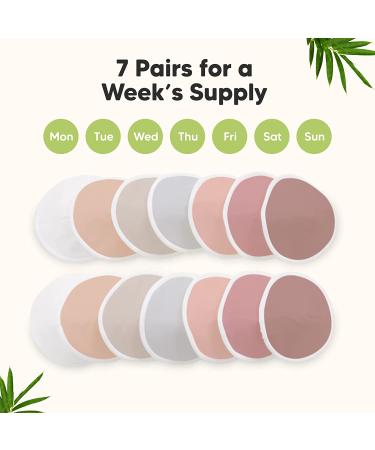 Organic Bamboo Nursing Breast Pads - 14 Washable Pads + Wash Bag - Breastfeeding Nipple Pad for Maternity - Reusable Nipplecovers for Breast Feeding (Lovelle  Large 4.8") Lovelle Large 4.8" - Buy Online on GoSupps.com