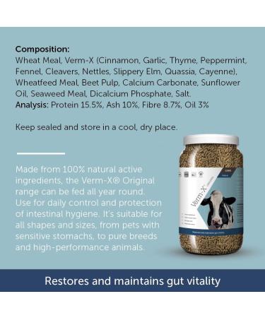 Verm-X Original All Natural Pellets for Cows. Approved for Use on Organic Farms. SupportsIntestinal Hygiene. Vet Approved.Restores and Maintains Gut Vitality. Wormwood Free Recipe. - Buy Online on GoSupps.com