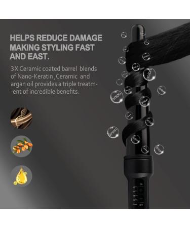 Olityna Ceramic Tapered Curling Wand 1.25 Inch - Professional Hair Curling Iron with Adjustable Temperature and Auto Shut Off - Buy Online on GoSupps.com