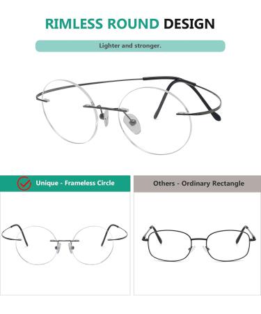 Eyekepper Titanium Rimless Round Reading Glasses - Gunmetal 2.75x Circle Readers for Men & Women - International Shipping Available - Buy Online on GoSupps.com