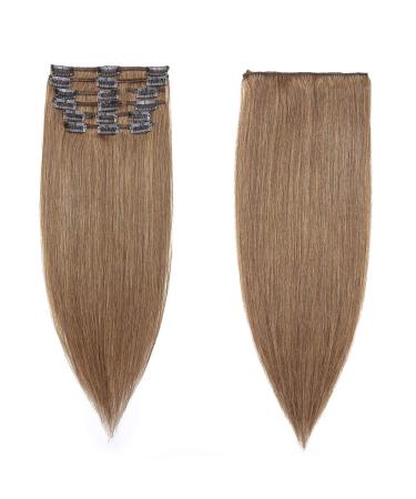 Clip-In Real Hair Extensions - 18 Clips 7A Remy Hair 55cm Soft & Smooth - Light Brown #06 - Buy Online on GoSupps.com