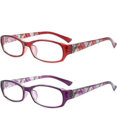 Shop Women's Blue Light Blocking Reading Glasses - 2 Pack with UV Protection - +2.0 Red/Purple Readers - Buy Online on GoSupps.com