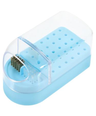 Beavorty Box grinding head nail drill organizers and storage drills nail drill bit holder manicure nail drill bits display rack cleaning brush bracket container nail plastic Grinding head Blue