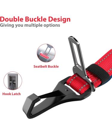 IOKHEIRA Dog Safety Belt | Adjustable Car Seat Belt for Dogs | Universal Fit & Locking Bar in Cherry Red - Buy Online on GoSupps.com
