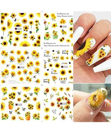 CHANGAR Sunflower Nail Stickers Floria Flower Bee Water Transfer Nail Decals Spring Summer Series Nail Decorations Manicure Tips 12 Sheets Nail Tips DIY Toenails Nail Art Decorations Accessories - Buy Online on GoSupps.com