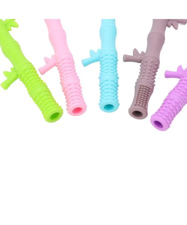 Baby Teething Toy - Food Grade Silicone Hollow Straw Design with Cleaning Brush - Buy Online on GoSupps.com