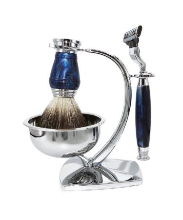 Magyfosia Razor Hobel starter set with MACH 3 triple blades shaving soap peel 100 % roof hair brush shaving stand gift set for men from 50 years 4 parts