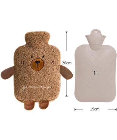 Portable Heat Bottle with Soft Cover - 1L Warm Water Bottle for Kids & Adults | Fluffy Bed Bottle - Buy Online on GoSupps.com