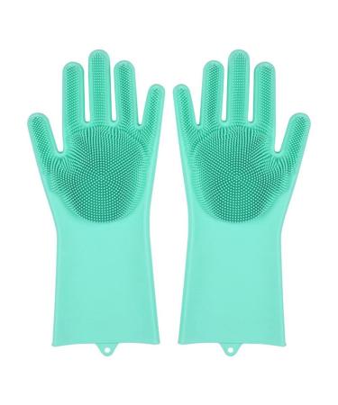 MBNVBNM Cleaning gloves Convenient Household Kitchen Scrubber Silica Gel Cleaning Gloves Dishwashing Gloves Household Heat Resistance (Color : Green Size : X-Large)