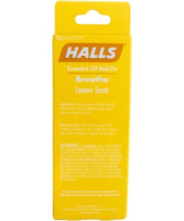 Halls Breathe Essential Oil Roll On Lemon Uplifting Citrus Blend with Menthol for Stress and Craving Relief Clean Botanical Aromatherapy for Travel or Home Use 10mL Pocket-Sized Format Lemon 0.33 Fl Oz (Pack of 1) - Buy Online on GoSupps.com